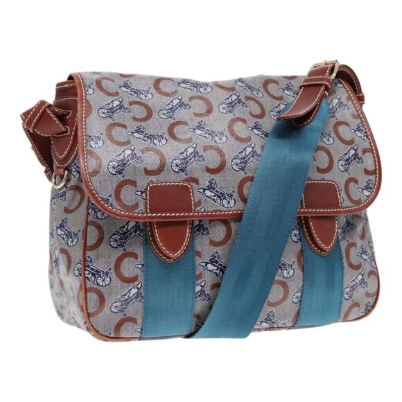 CELINE C Sulky Shoulder Bag PVC Gray Brown gold Auth 92150 - Picture 1 of 16